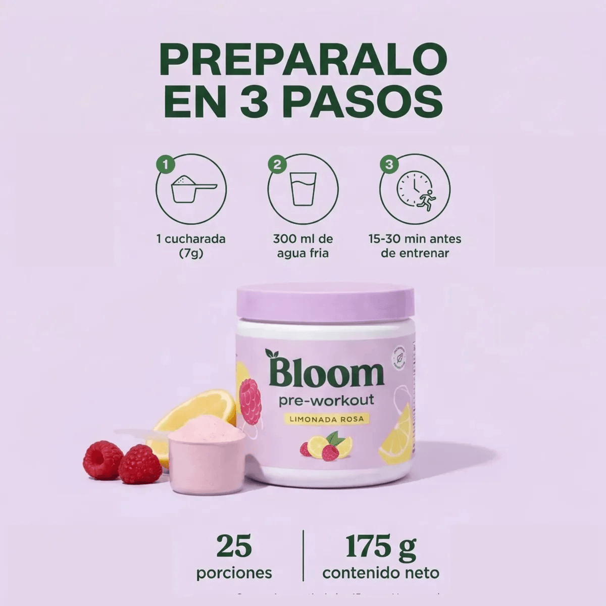 Pre Workout Sabor Limonada Rosa Tarro 25 ct