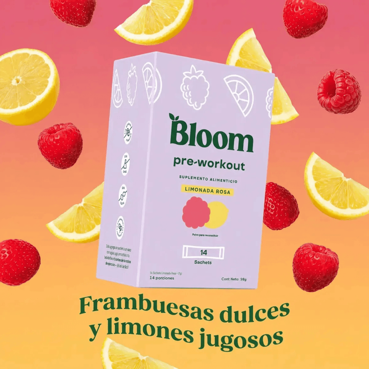 Pre Workout Sabor Limonada Rosa 14 Sobres