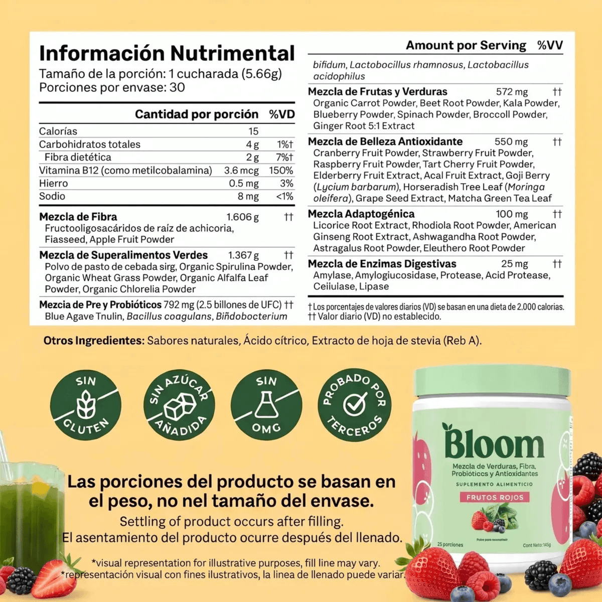 Greens Sabor Frutos Rojos - 25 Porciones
