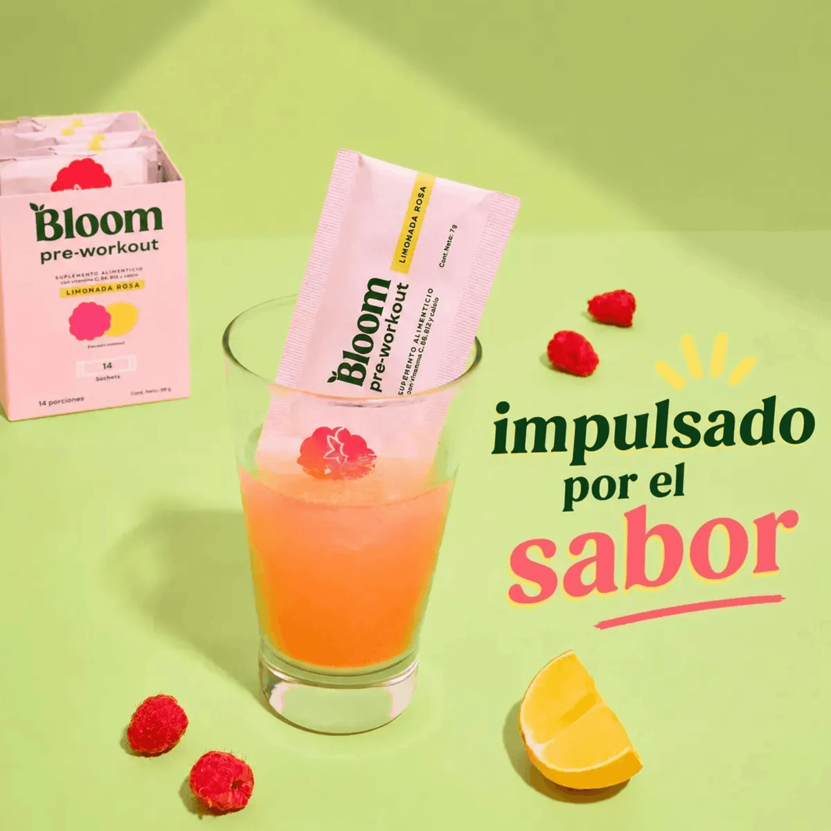 Pre Workout Sabor Limonada Rosa 14 Sobres