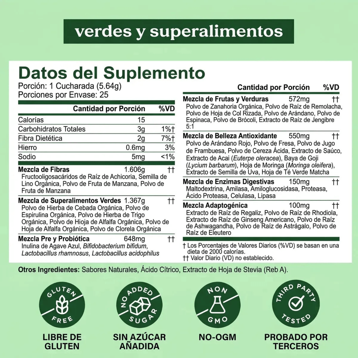 Greens Sabor Frutos Rojos 14 Sobres