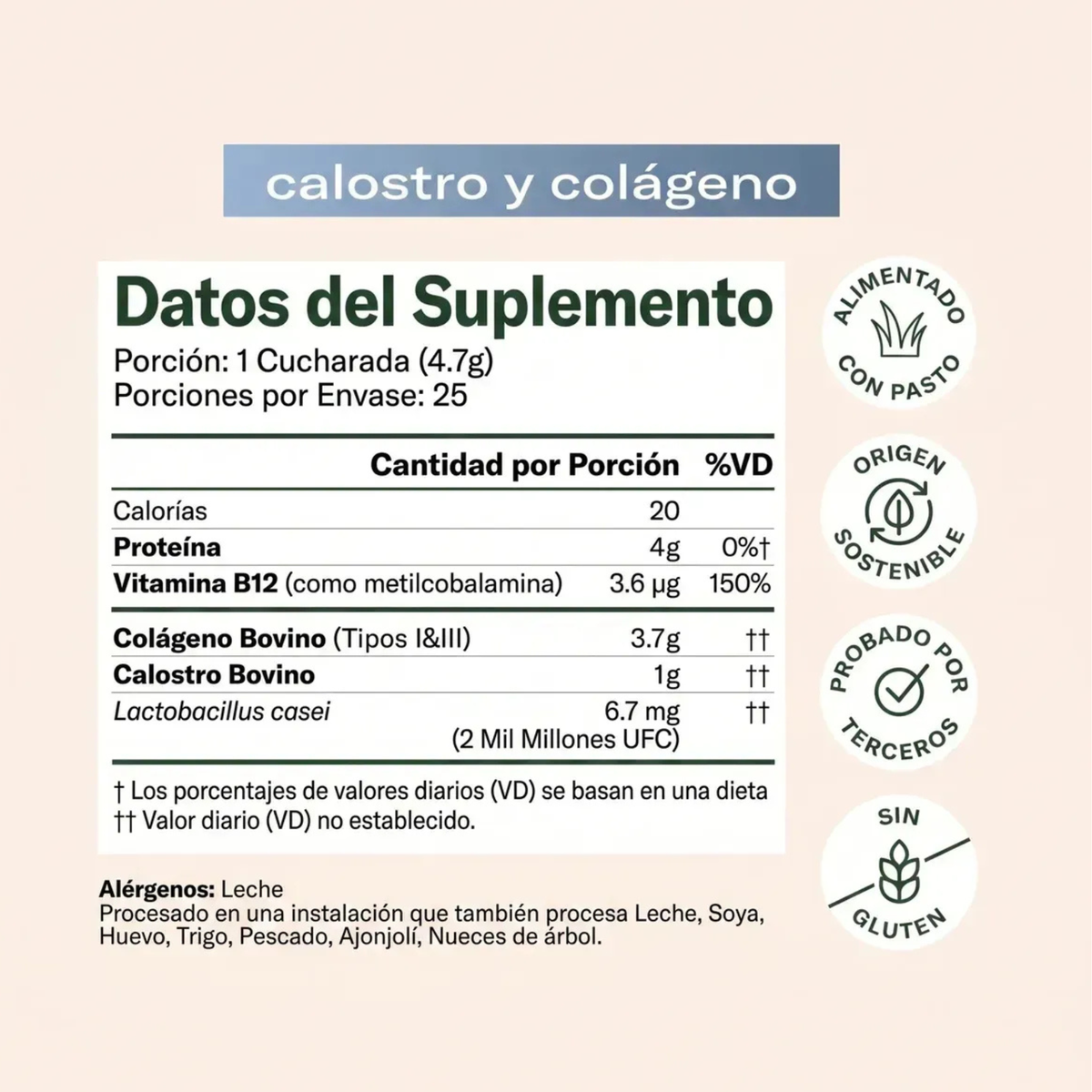 Bloom Calostro Con Colágeno Hidrolizado Sin Sabor