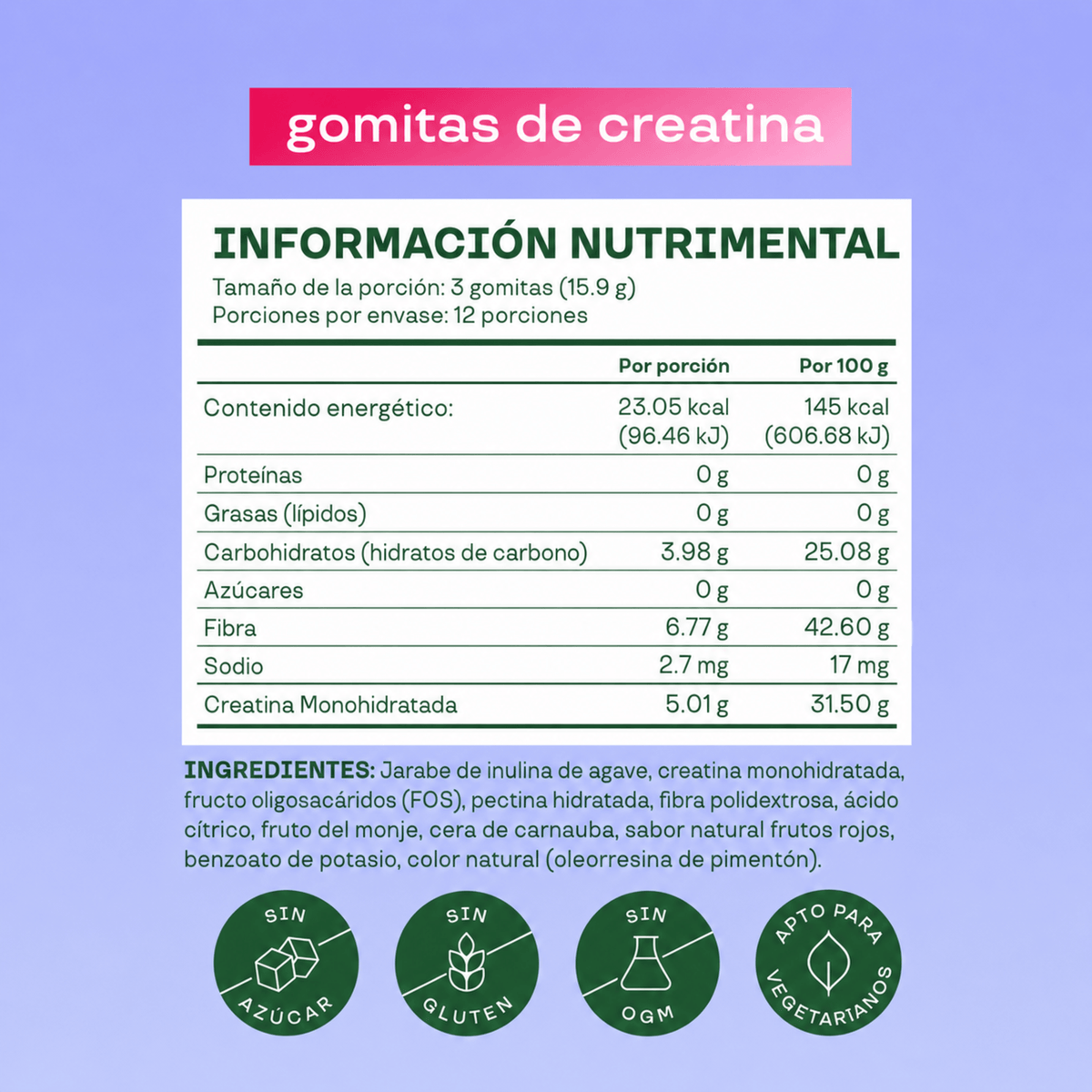Gomitas de Creatina - 36 Gomitas Sabor Sour Berry Boost