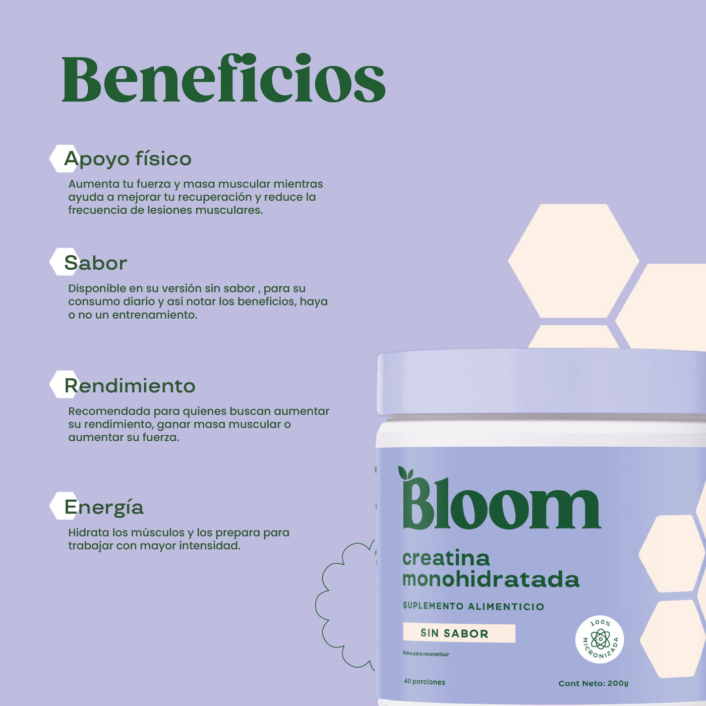 Bloom Creatina sin Sabor 40 ct