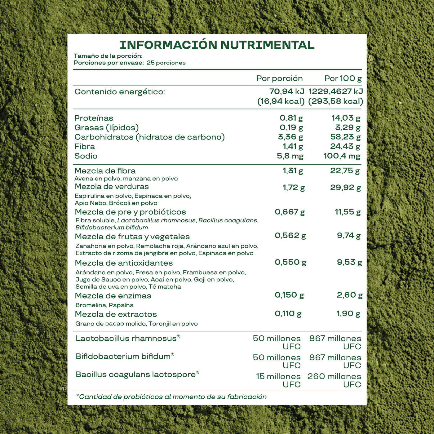 Greens Sabor Frutos Rojos - 25 Porciones