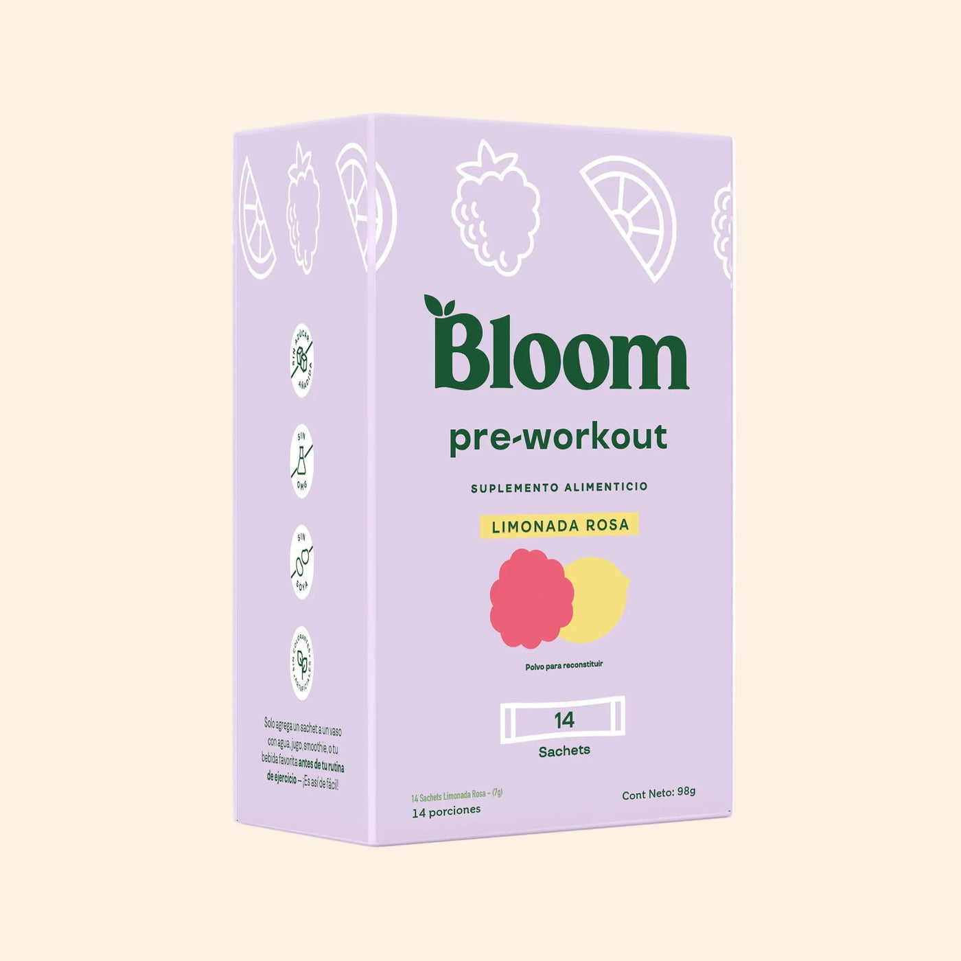 Pre Workout Sabor Limonada Rosa 14 Sobres